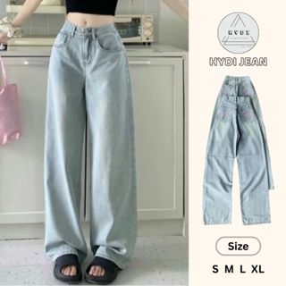 Quần jean nữ ống suông nữ HIDY thêu nơ hồng xinh xắn  quần bò ống rộng chất mềm mịn basic dễ phối đồ