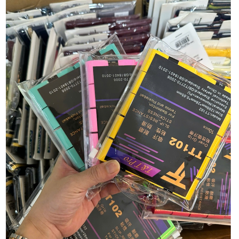 ( COMBOO) Cuốn Cán, Quấn Cán Cầu Lông T&T Pro Loại Dẹt Chính Hãng Cao Cấp Mix Màu