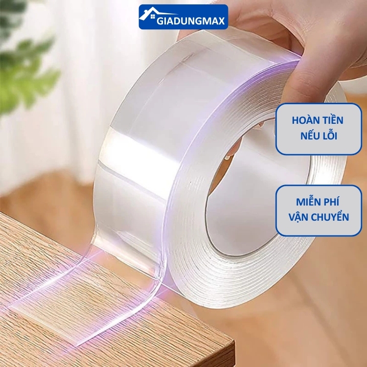 Băng Keo Nano 2 Mặt Siêu Dính 3M, Hàng Chuẩn Không Chảy Keo, Chịu Lực Tốt, Cuộn 3m/5m