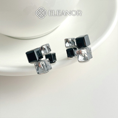 Bông tai nữ chuôi bạc 925 Eleanor Accessories hình khối phụ kiện trang sức khuyên tai 12373