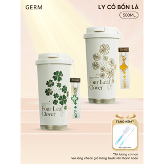 Ly Giữ Nhiệt Cao Cấp GERM Họa Tiết Cỏ Bốn Lá 500ml Inox 316 Nguyên Khối - Quà Tặng - GE-23AW-B76