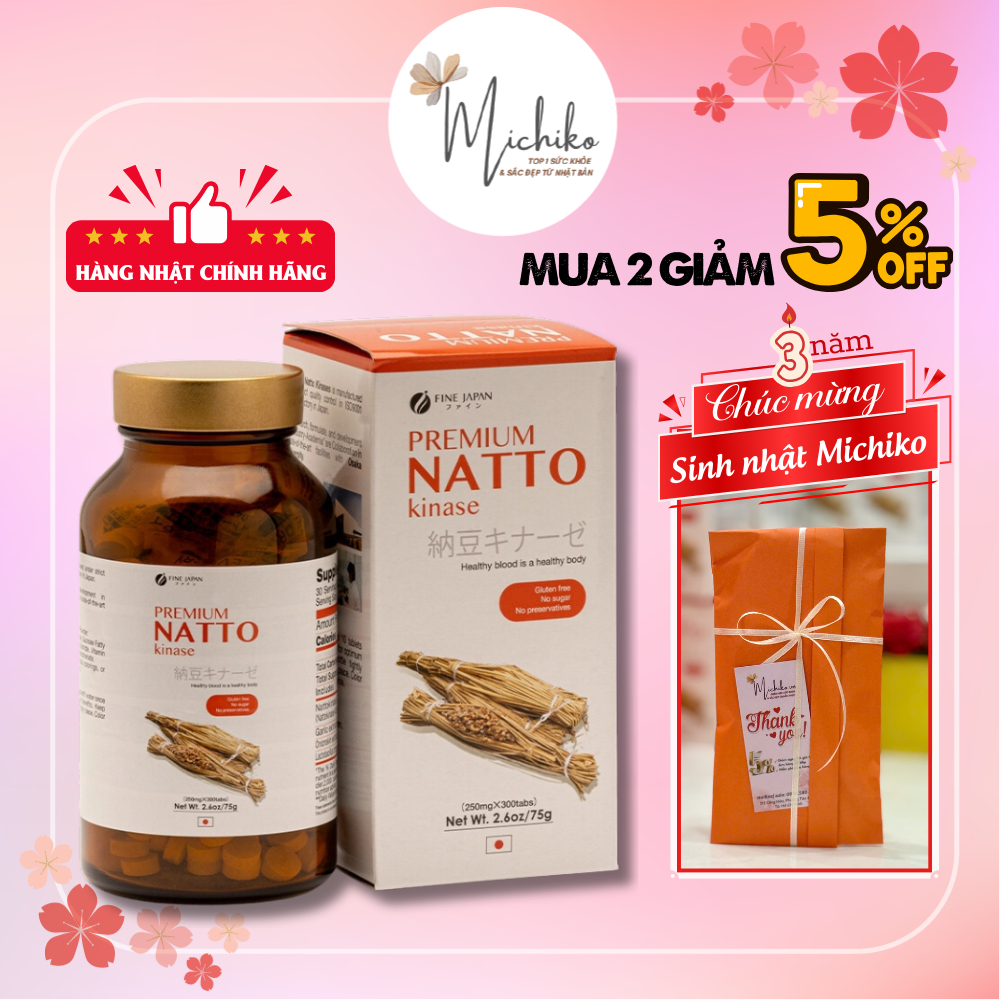 Viên Uống Hỗ Trợ Tai Biến Fine Japan Nattokinase 2000FU Nhật Bản 300 Viên