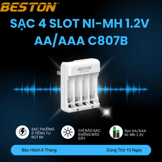 Bộ Sạc Pin AA, AAA Beston C807B Cắm trực tiếp nguồn điện 220V Dùng cho micro không dây, điều khiển