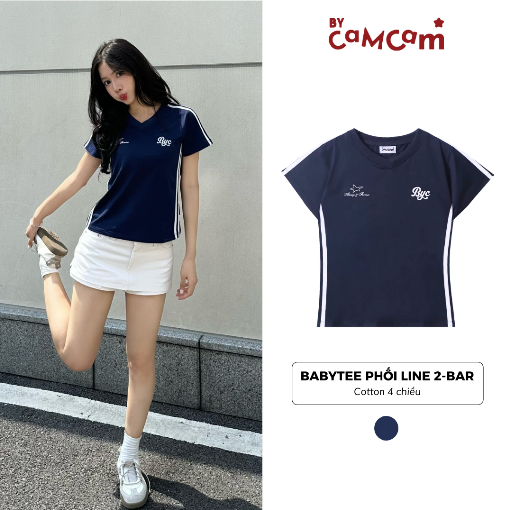 Áo Thun Babytee Phối Line Thể Thao 2-Bar 𝑩𝒚𝒄𝒂𝒎𝒄𝒂𝒎 Phong Cách Đường Phố Cho Nữ ABN242 | BigBuy360 - bigbuy360.vn