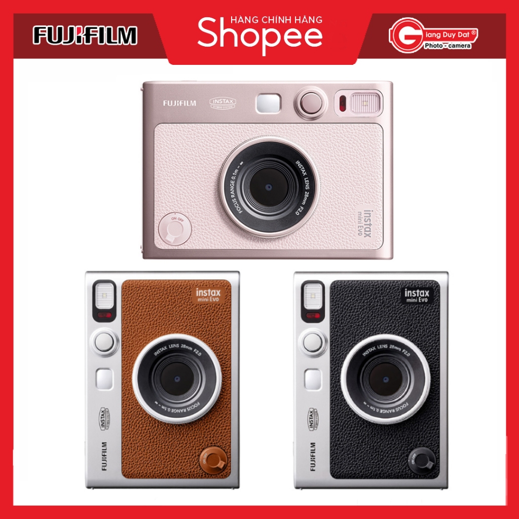 Máy Ảnh Chụp In Liền Fujifilm Instax Mini Evo GENTLE ROSE l Instax Mini Evo Black - Đen l Instax Mini Evo Brown - Nâu