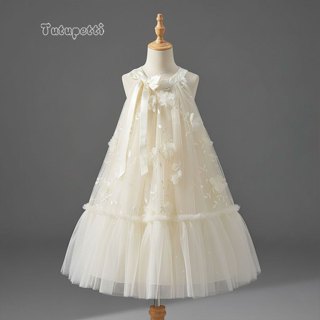 Đầm váy công chúa cho bé gái Tutupetti thiết kế cổ yếm đính nơ xinh xắn