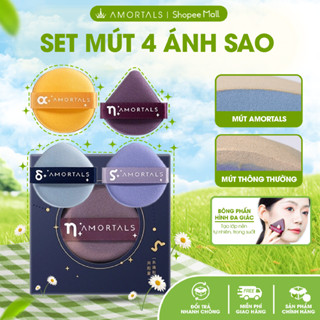 《Amortals Vietnam》Set Mút Trang Điểm AMORTALS Hình Ánh Sao Tán Kem Nền Mút Phấn Cao Cấp 4 Và 7 Miếng