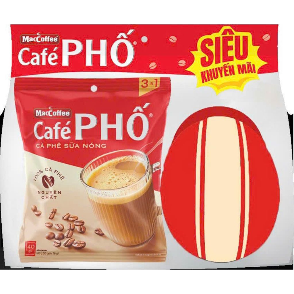 Cafe Phố sữa nóng 40 gói×16g TẶNG nón bảo hiểm