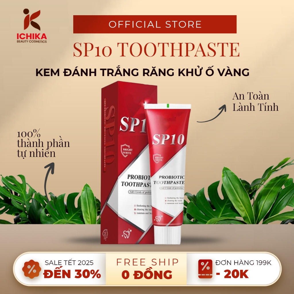 Kem Trắng Răng Thơm Miệng SP10 FRESH TOOTHPASTE - Kem SP10  Natural Loại Bỏ Mùi Khó Chịu, Sạch Mảng 