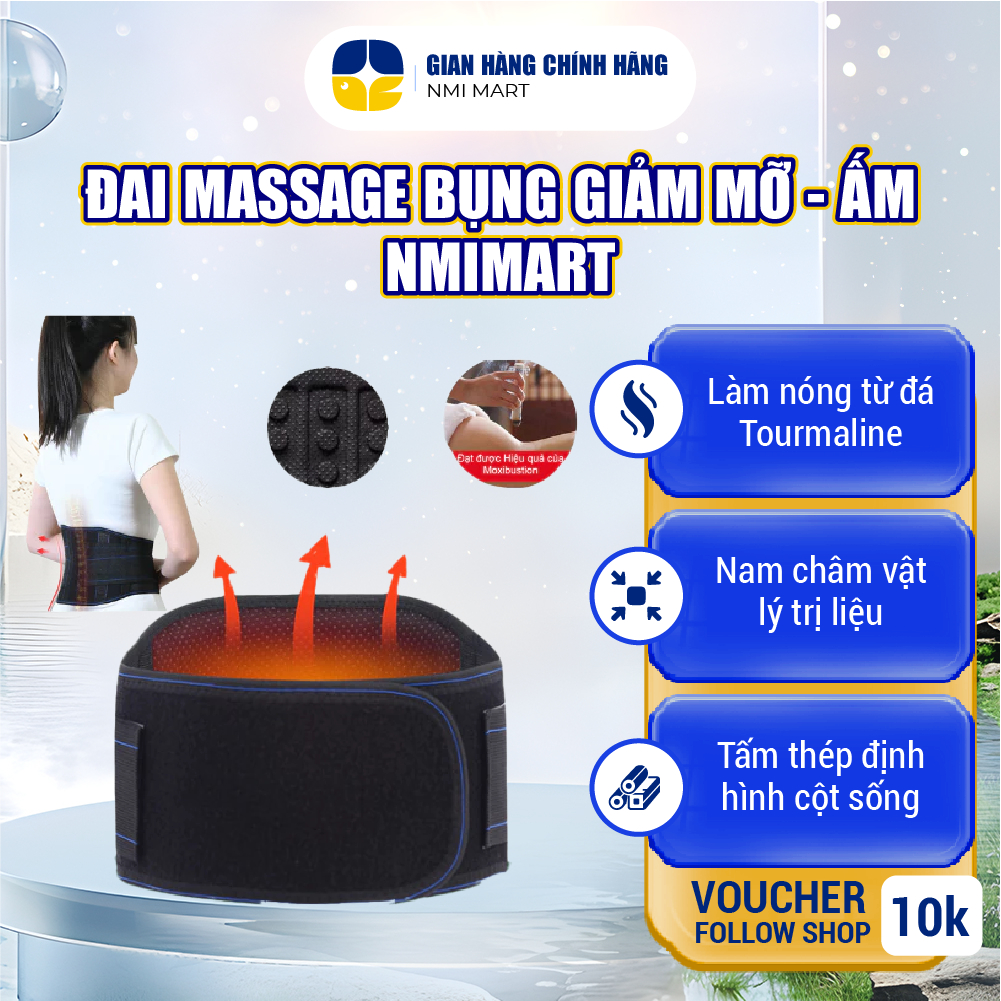 Đai Massage Thắt Lưng NMIMART Tự Nhiệt Đá Tourmaline Giảm Đau Lưng, Thoát Vị, Hỗ Trợ Định Hình Cột Sống DTL01