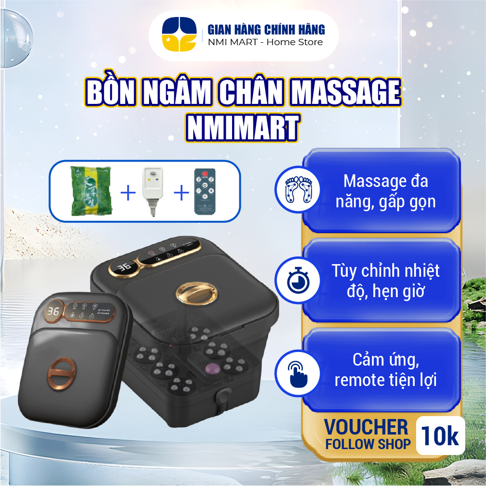 Máy Ngâm Chân Massage NMI MART Gấp Gọn 14 Mức Nhiệt Tự Động Làm Nóng Chống Giật An Toàn BNC02