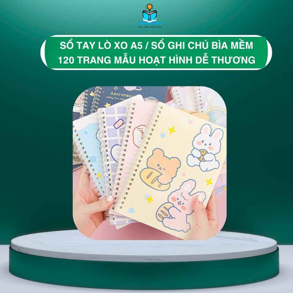 (LÒ XO A5) SỔ TAY LÒ XO A5 / SỔ GHI CHÚ BÌA MỀM 120 TRANG MẪU HOẠT HÌNH DỄ THƯƠNG