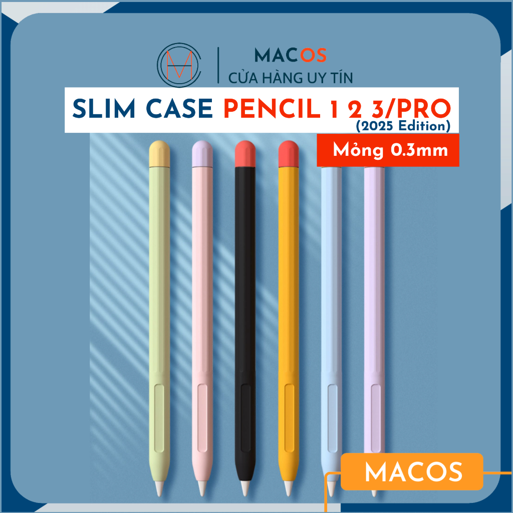 [Mỏng 0.3mm] Vỏ bao ốp silicon, case cho bút Apple Pencil 3 2 1 Pencil Pro - Macos cover loại 1 (AP05)