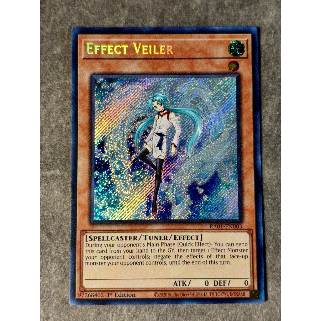 ra01 super ultra rare ae Lá bài thẻ Yugioh Effect Veiler Tặng bọc bài nhựa mons