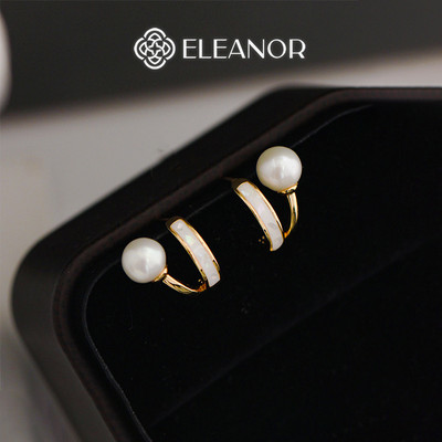 Bông tai nữ chuôi bạc 925 Eleanor Accessories khuyên tai viền cong phụ kiện trang sức 3422