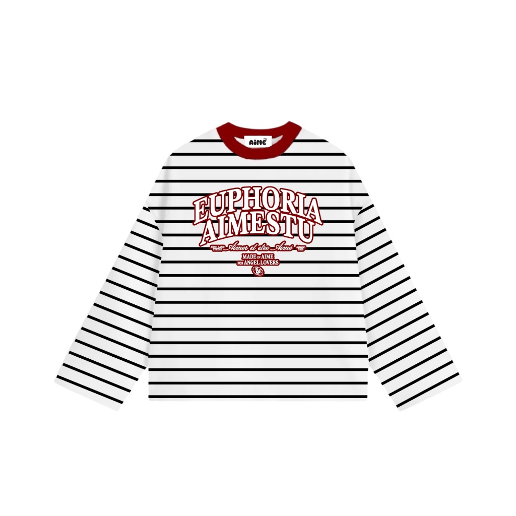 Aimesaigon Áo Thun Tay Dài Sọc Ngang Thun Borip QC Long Sleeve Boxy AIMÉ Form Rộng Cổ Tròn "DOG - EUPHORIA" Unisex | BigBuy360 - bigbuy360.vn