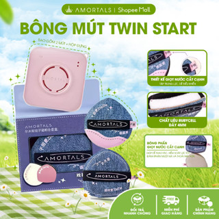 Bông Mút Trang Điểm AMORTALS TWIN STARS JEAN  Mút Đánh Nền Cao Cấp Đàn Hồi, Kèm Hộp Đựng