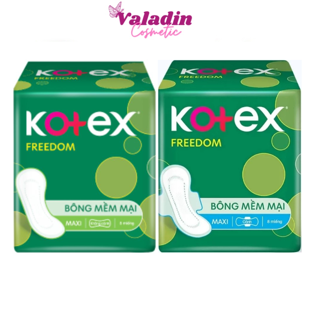 Băng Vệ Sinh Kotex Freedom Maxi Cánh / Không Cánh 8 Miếng/Gói