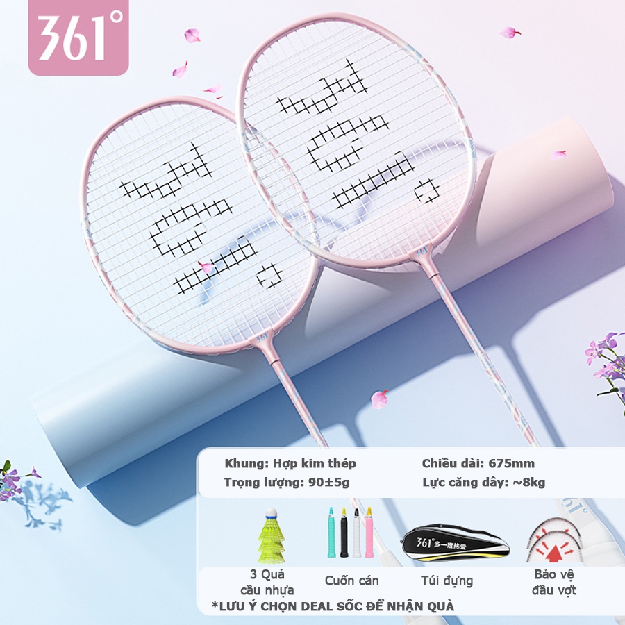 Vợt Cầu Lông Kèm Túi Đựng 361 Degrees Khung Nhôm Siêu Nhẹ Siêu Bền Kèm Hộp Cầu 3 Quả