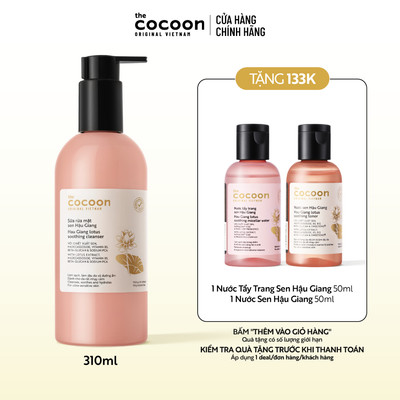 [FS] Sữa rửa mặt sen Hậu Giang Cocoon 310ml Tặng 1 Nước sen Hậu Giang 50ml + 1 Nước tẩy trang sen Hậu Giang 50ml