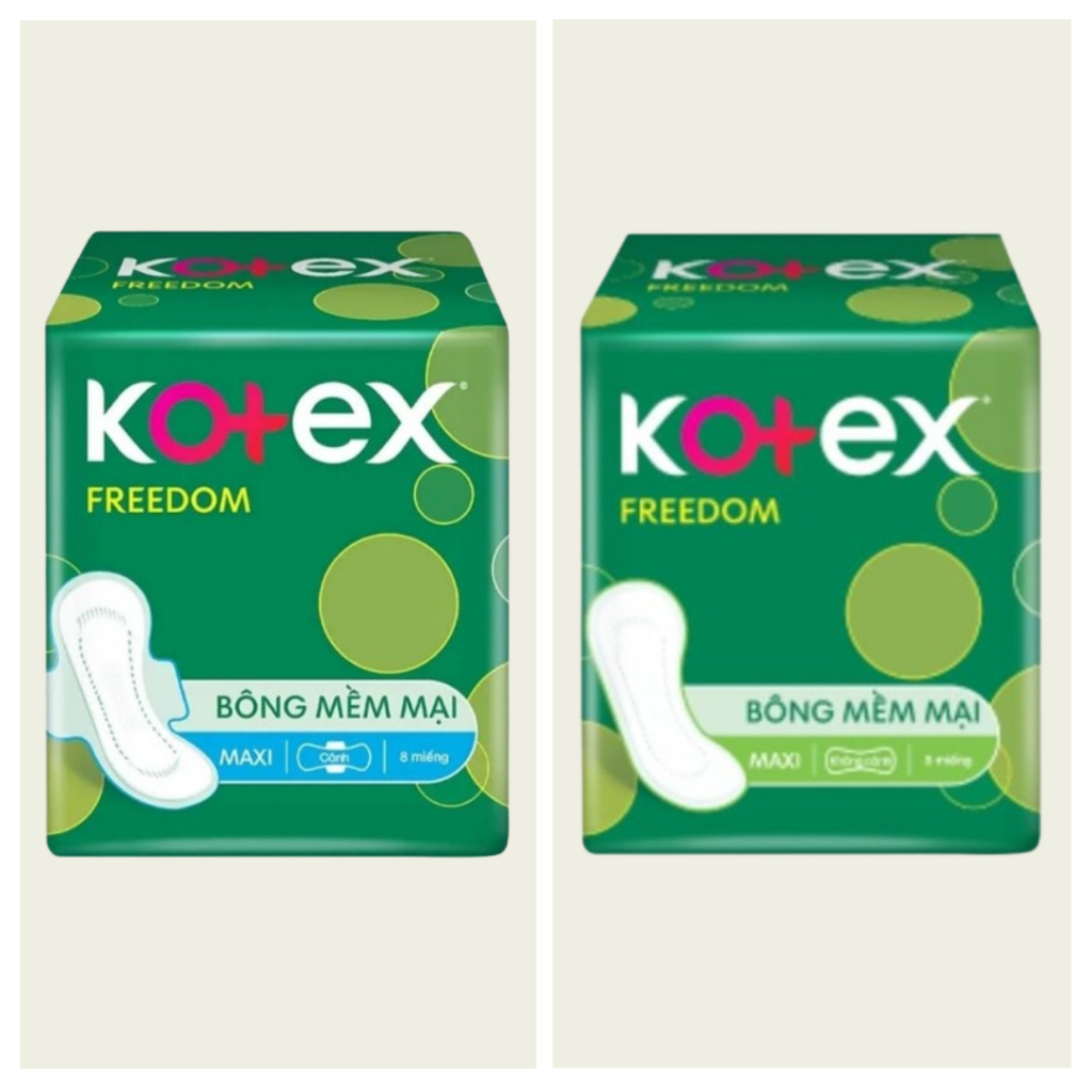 Băng Vệ Sinh Kotex Freedom Mặt Bông Dày Có Cánh / Không Cánh 8 Miếng