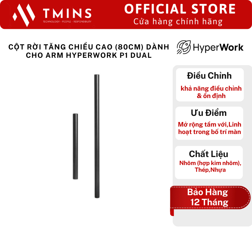 Cột rời tăng chiều cao (80cm) dành cho ARM Hyperwork P1 Dual