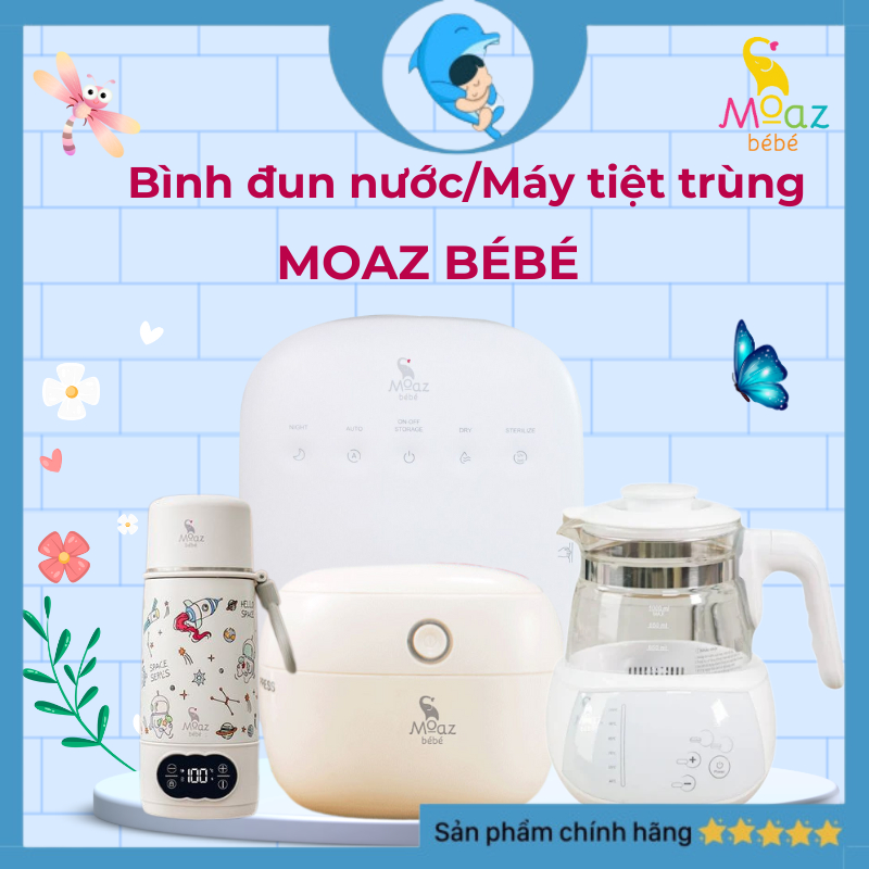 Bình Đun Nước Đa Năng Moaz Bébé + Máy Tiệt Trùng UV, Ti Giả (MB-002/MB-058/MB-072/MB-045) MECAHEO