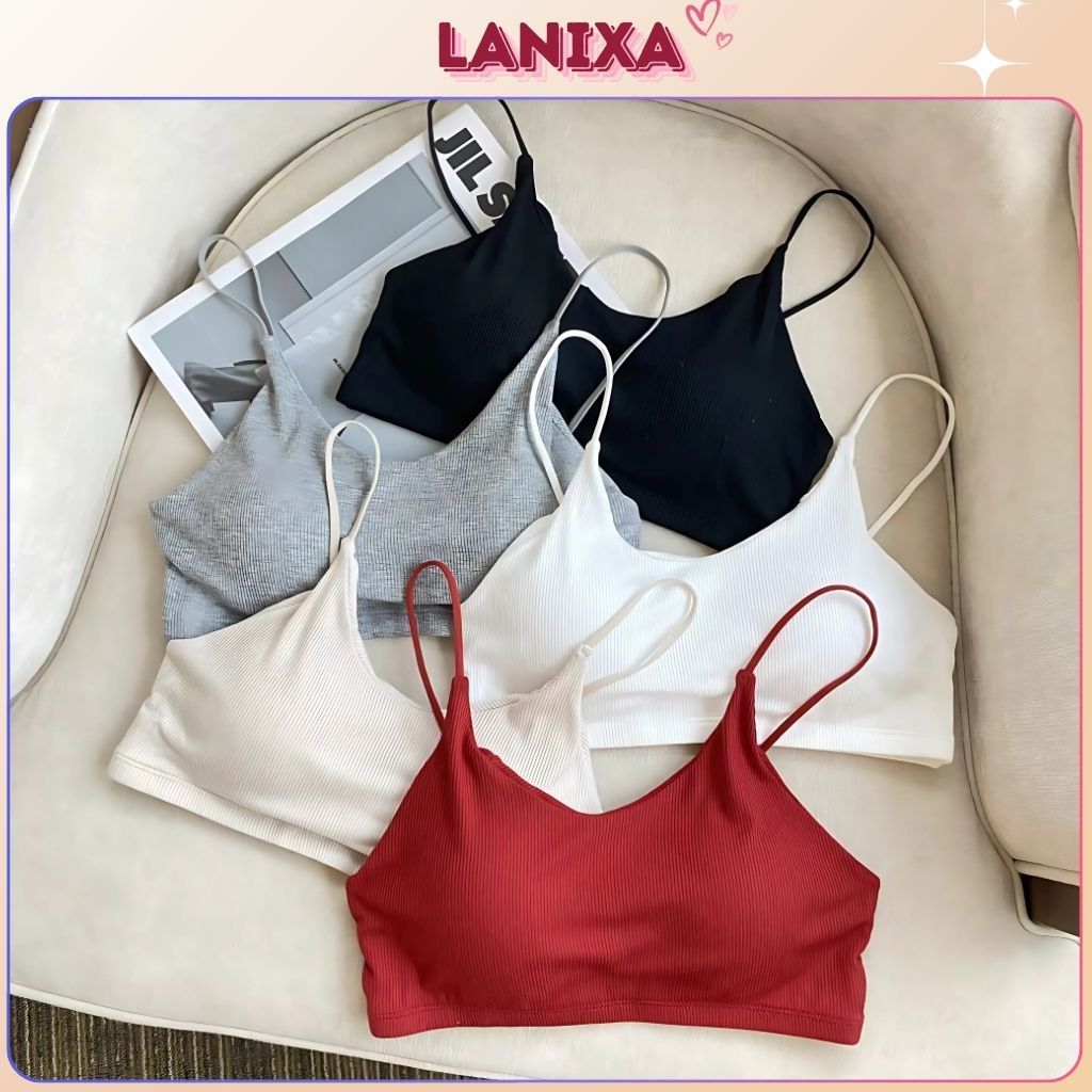 Áo bra 2 dây mảnh cotton lạnh thiết kế đệm mút mỏng ôm ngực gợi cảm mềm mại thoáng mát Lanixa B1181