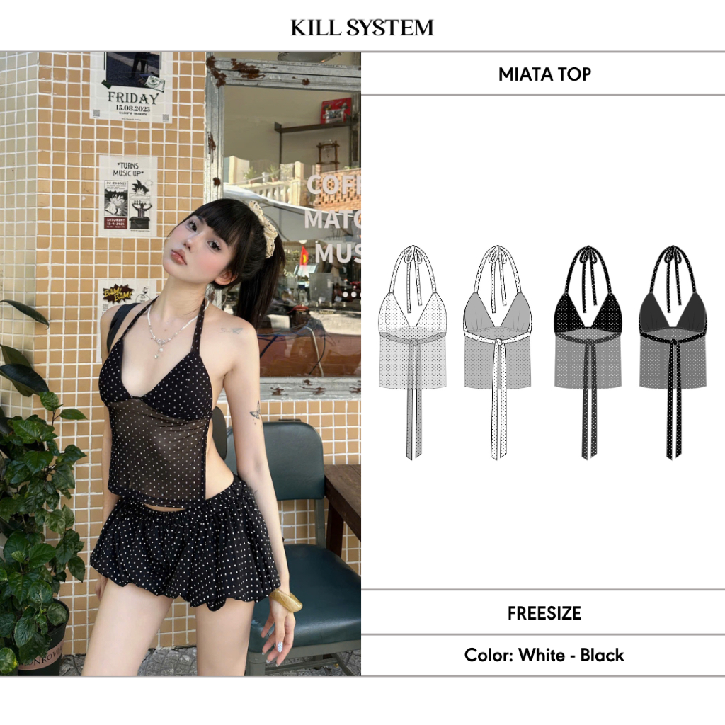 Áo yếm xuyên thấu chấm bi MIATA - 𝐊𝐈𝐋𝐋 𝐒𝐘𝐒𝐓𝐄𝐌