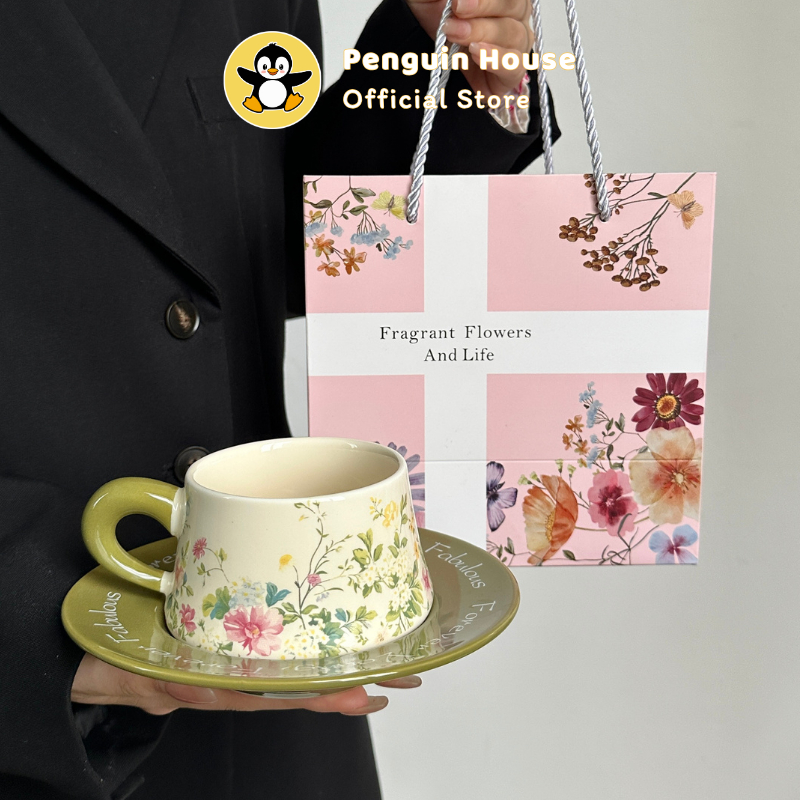 [Penguin] Cốc sứ quà tặng Tách Trà 250ml quà tặng sinh nhật bạn gái, ly sứ dễ thương tặng bạn thân_FS1