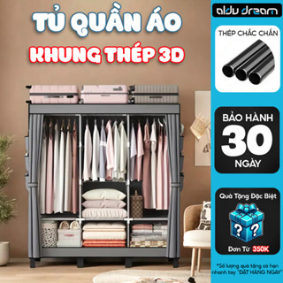 Tủ Vải Đựng Quần Áo Khung Thép 3D 3 Buồng 7 Ngăn Tủ Treo Gấp Gọn Cỡ 2m1 - tuvaicaocap ADLV DREAM