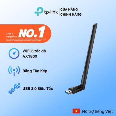 USB Wi-Fi 6 TP-Link Archer TX35U Plus AX1800 | Băng Tần Kép, 2 Ăngten, USB 3.0, Độ Trễ Thấp