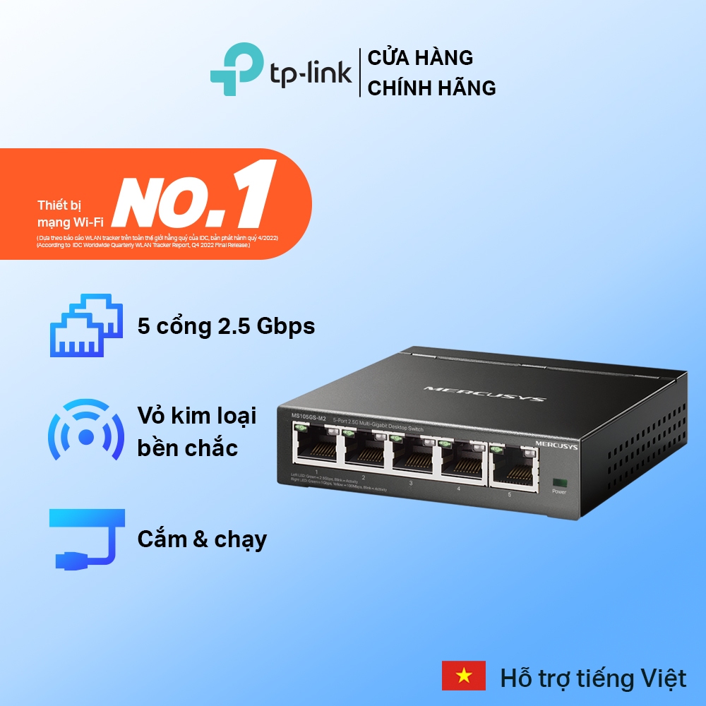 Bộ chia mạng Mercusys MS108GS-M2/MS105GS-M2 | 8 Cổng 2.5G, Vỏ kim loại, Hoạt động yên tĩnh
