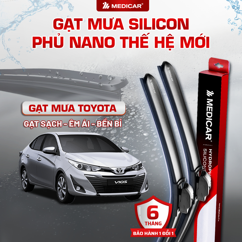[TOYOTA] Cặp Gạt Mưa silicon phủ Nano chống nước MEDICAR dành cho xe ô tô