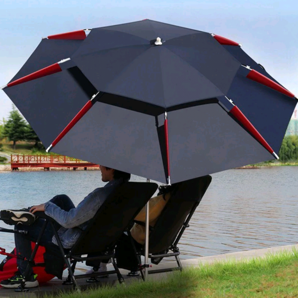 Ô đi câu cá 2 tầng 2m4 xoay 360° dù che nắng mưa chống tia UV chống lật gió mạnh bền chắc 2025