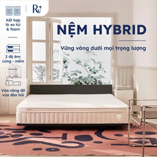 Nệm Foam Lò Xo Hybrid Ru9 25cm Cao Cấp | Mềm Mại, Đàn Hồi , Nâng Đỡ | Lò Xo Túi Ngăn Cách Chuyển Động | 4 Kích Thước