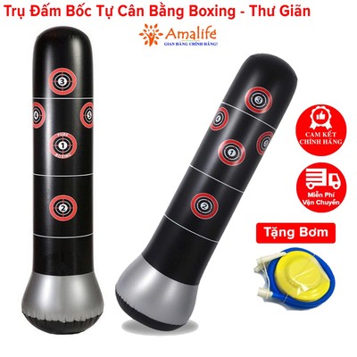 Trụ Đấm Bốc Tự Cân Bằng 1.6m Tập Boxing Thư Giãn Bơm Hơi – Tặng Bơm Hơi Đi Cùng, Bao Trụ Đấm Giảm Stress Hãng Amalife