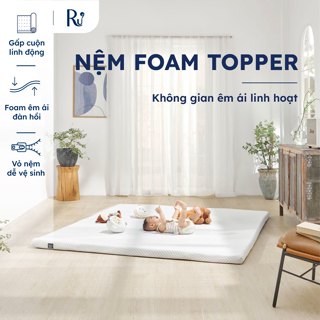 Nệm Foam Topper Ru9 Cao Cấp | 2 Lớp Foam Giúp Nâng Đỡ và Êm Ái | Dễ Dàng Di Chuyển | 7 Kích Thước | 1m2, 1m4, 1m6, 1m8