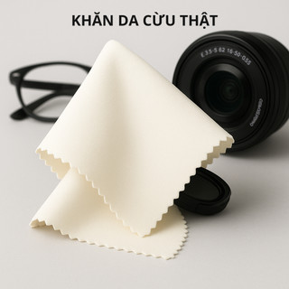 Khăn da cừu thật chuyên dụng lau ống kính máy ảnh, kính mắt, điện thoại, laptop nhiều kích cỡ