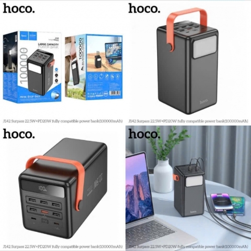 Pin Sạc dự phòng 100000mAh Hoco J142 sạc nhanh 22.5W + PD20W, dung lượng pin lớn, có đèn pin LED sán