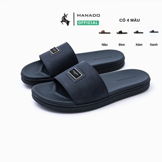 Dép Da Nam MANADO Mã MND43, Dép Quai Ngang Da Nubuck, Đế Cao Su Êm Mềm, Chống Truợt Khâu Chắc Chắn fullbox (hộp đẹp)