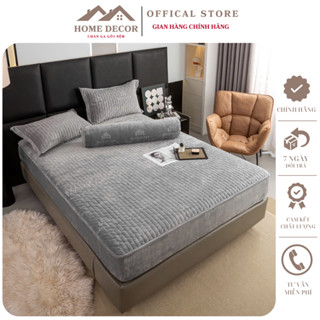 Bô ga gối nỉ nhung min min trần bông cao cấp, ga trải giường nỉ nhung mềm mịn ấm áp không xù lông