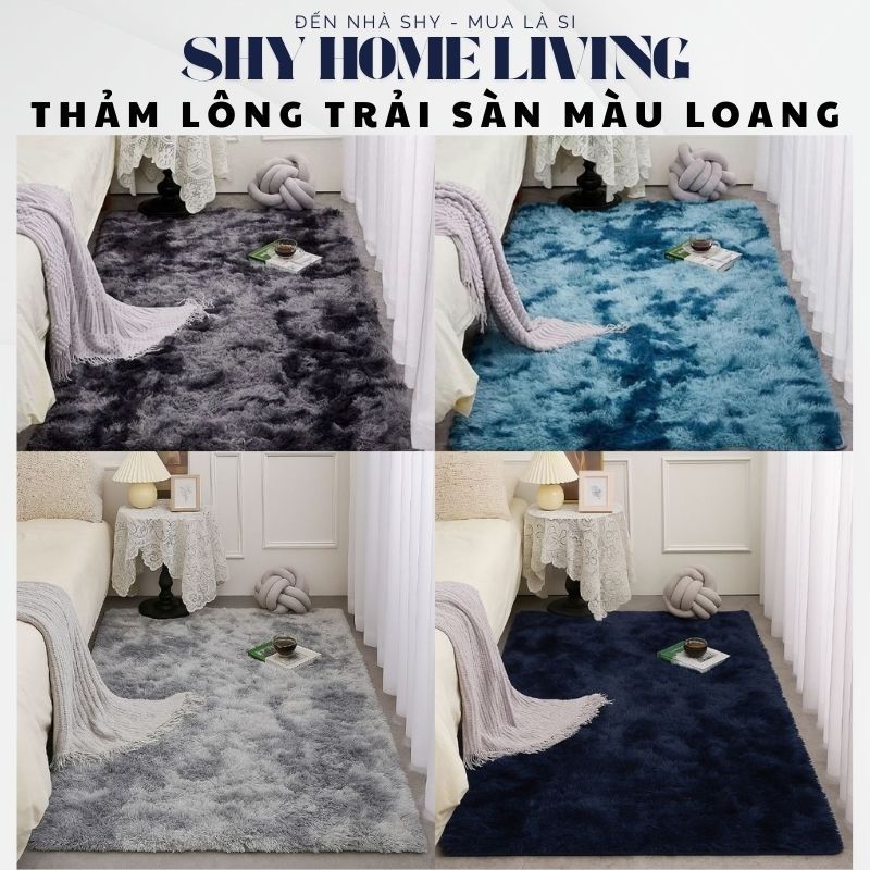 Thảm Lông Trang Trí Nhà Cửa - Thảm Màu Loang Nhiều Màu - Size 1mx1m6 và 2mx1m6 - Shy Home Living