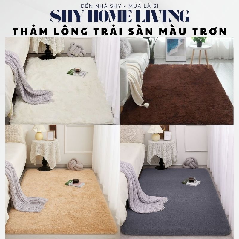 Thảm Lông Trang Trí Nhà Cửa - Thảm Màu Trơn Nhiều Màu - Size 1mx1m6 và 2mx1m6 - Shy Home Living