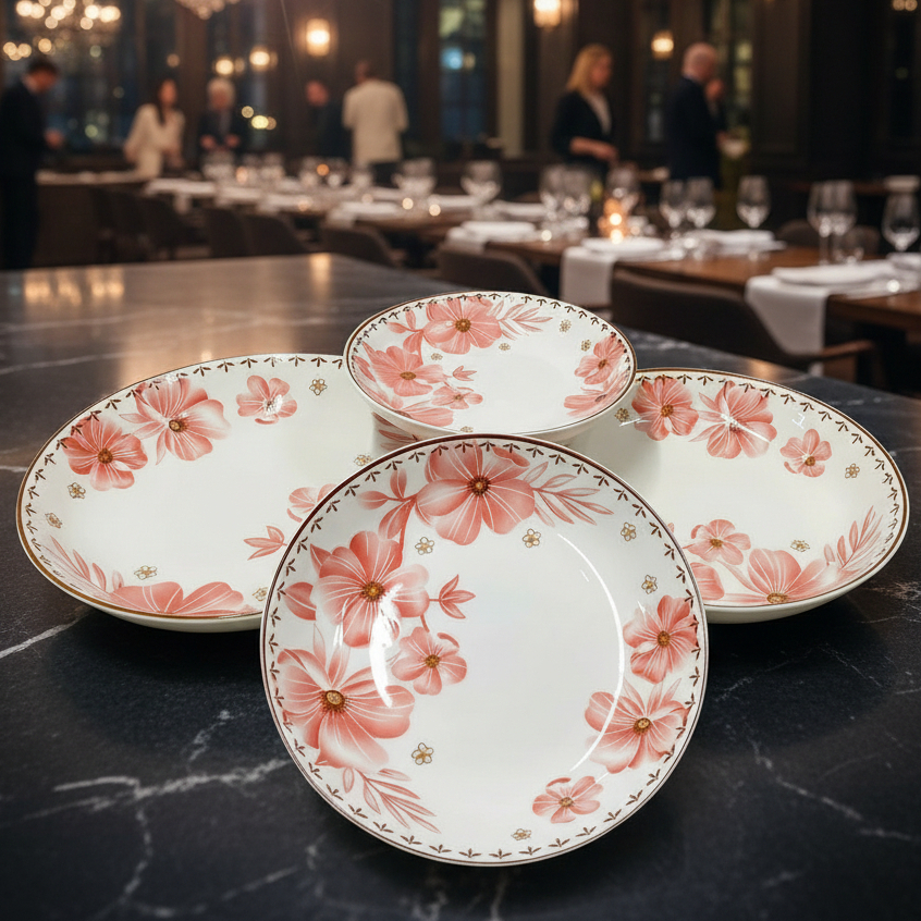 DĨA TRÒN ẢO HOA DỪA TRẮNG, HOA DỪA HỒNG HOA VĂN 4D - SIZE 6,7,8,9