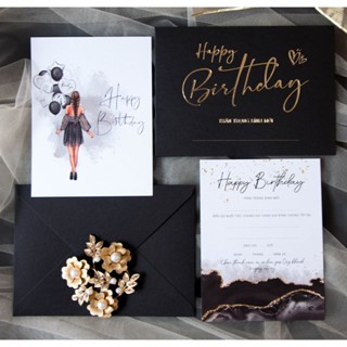 Thiệp Mời Sinh Nhật Đẹp & Sang Trọng - Giấy Mỹ Thuật - Chữ Ánh Kim