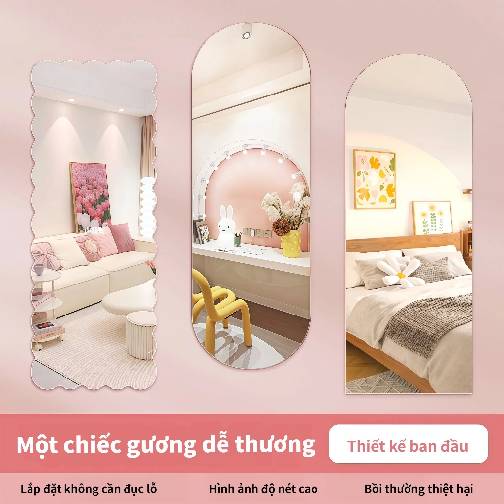 [Bồi thường thiệt hại 100%] Gương toàn thân treo tường chống vỡ,thích hợp cho phòng tắm và phòng ngủ
