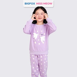  Bộ quần áo nỉ cho bé gái size đại Bigfox Miss Meow thu đông dài tay mặc nhà cỡ trẻ em 3-11 tuổi 35kg 