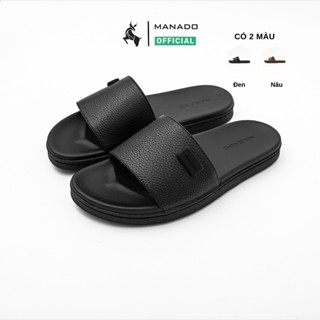 Dép nam MANADO Mã MND45, Dép quai ngang da bò vân mill, đế cao su chống trượt, quai khâu chắc chắn, fullbox (hộp đẹp)