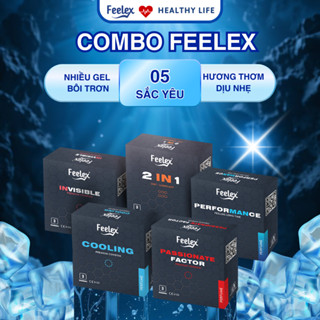 Bao cao su Feelex Combos Yêu Đủ Vị - Trọn 5 sắc yêu, Gân Gai, Kéo Dài, Siêu Mỏng, Nóng, Lạnh
